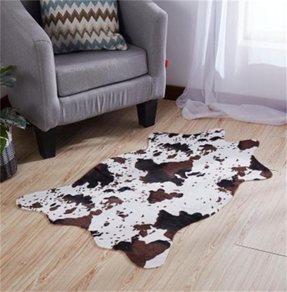 Imitation peau de vache motif chambre tapis cheval rayure impression latex tapis antidérapant noir et blanc maison chambre populaire utilisé 26xy H15829431