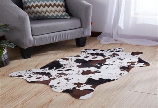 Imitation peau de vache motif chambre tapis cheval rayure impression latex tapis antidérapant noir et blanc maison chambre populaire utilisé 26xy H15406241