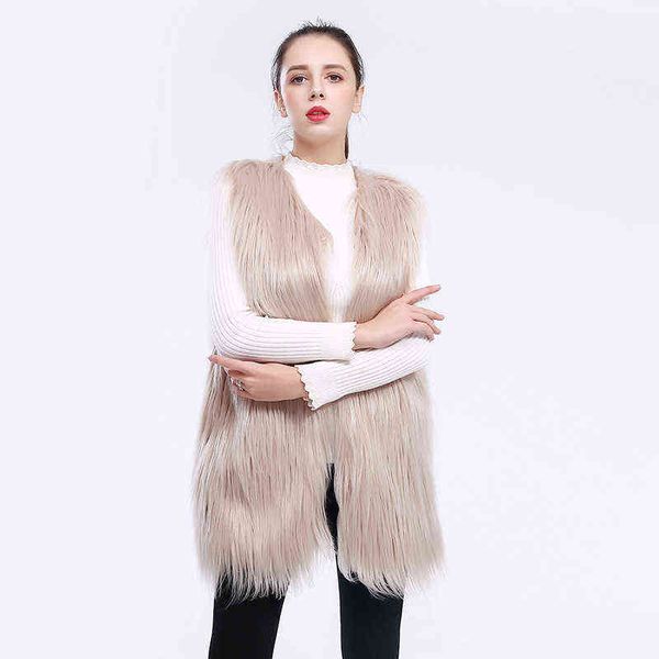 Imitation fourrure gilet femme gilet fausse fourrure manteau laine lavée laine peluche manteau 211207