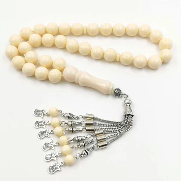 Imitation ivorys tasbih beige résine misbaha 33Beads bracelet musulman islamic eid cadeau arabe accessoires de mode dinde bijoux 240412