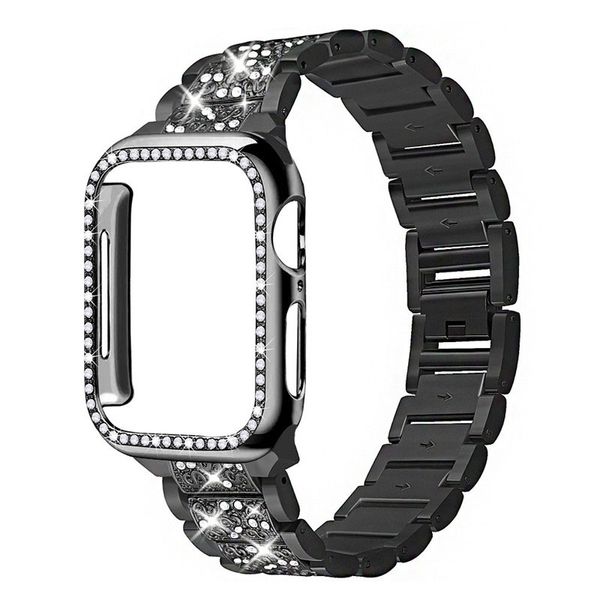 Correas de reloj inteligente con joya de imitación + Caja de diamantes Correas de reloj Mujeres Correa de reloj de diamantes para Apple iwatch Series 7 6 5 4 correa de aleación de circonio 41 mm 45 mm Pulsera Pulsera