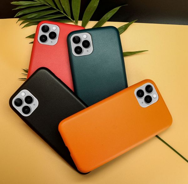 Estuches de teléfono de piel de cordero de imitación para iPhone 12 Mini 11 Pro XR XS Max X 8 7 Plus Protección contra caídas a prueba de golpes Diseñador de lujo Simplicidad Estuche de color sólido