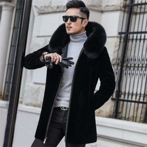 Manteau pour hommes Imitation vison, veste en coton à fourrure épaissie en cuir de longueur moyenne intégrée, manteau 555702