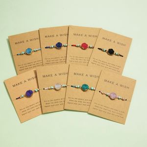 Imitatie natuursteen geometrische ronde hars armband heren dames handgeweven sieraden armbanden cadeau met papieren kaart