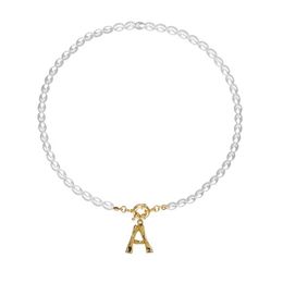 Imitation Pearl Chaining Choker Alphabet A-Z Initial Bigbamboo Letter Chaining Gp Gold Color Hanger Sieraden