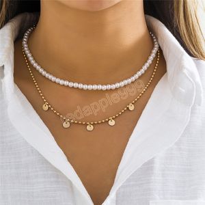 Imitation perle clavicule chaîne collier pour femmes mariage mariée paillettes Couples pendentif tendance bijoux cadeau