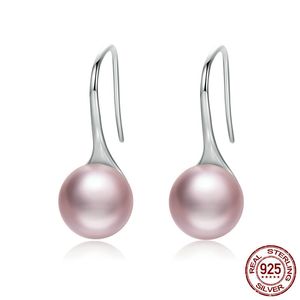 Boucles d'oreilles en forme de perle d'imitation pour femmes, bijoux élégants en argent Sterling 100% véritable 925, livraison directe