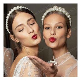 Imitation perle cheveux cerceau Design à la mode luxe grand bandeau de perles pour les femmes élégant chapeaux bijoux de fête de mariage