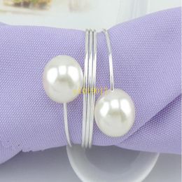 Imitatie parel metalen servet ringen prachtige ronde galoplate servet gesp voor bruiloft bruids douche gunst party decor