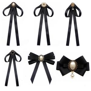 Imitation perle ruban broches broche noeud papillon Vintage pré-attaché collier bijoux nœud papillon chemise cravate pince pour femmes filles