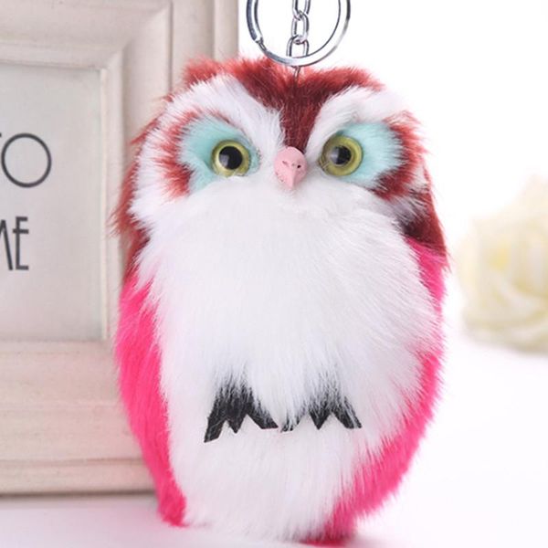 Imitation lapin cheveux porte-clés hibou pendentif boule de cheveux pendentif mignon Animal fourrure sac pendentif boule de cheveux porte-clés porte-clés bijoux