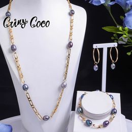 Set di gioielli da donna imitazione barocca tahitiana Collana a catena con perle Braccialetti di perle d'acqua dolce Set di collane per donna 240103