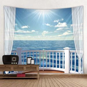 Imitatie raam landschap tapijtwand tapestries hangende doek zee uitzicht waterval woonkamer slaapkamer huis muur stof decoratie r0411