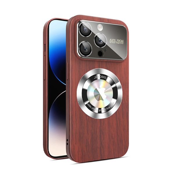 Étui de chargement sans fil magnétique imitation grain de bois pour iPhone 15 13 12 14 Pro Max, grande fenêtre, housse de Protection de caméra, coque rigide en PC, antichoc, anti-chute