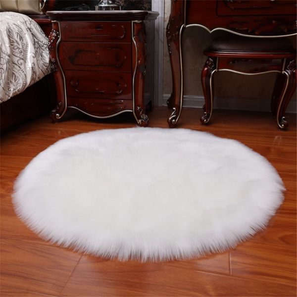 Tapis rond en Imitation laine, diamètre 80cm, peluche, pour salon, table basse, canapé, baie vitrée, vente en gros d'usine