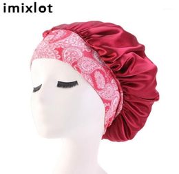 Imixlot Satin Lace Slapende hoed nacht slaap pet haarverzorging satijnen motorkap voor vrouwen breedbrimmed haarband nacht cap11850182