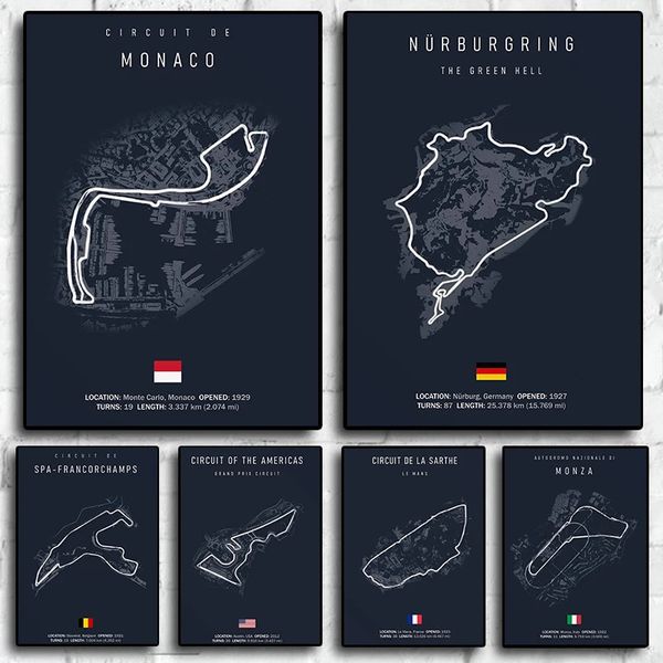 IMOLA Monaco Track Circuit Canvas Painting Wall Art Nordic Poster Aesthetic Motorsport Race Picture For Home Decor 240424