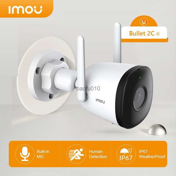 Caméra IP WiFi Imou Bullet 2C avec point d'accès et micro extérieur IP67 résistant aux intempéries double antenne prise en charge cloud et magasin de cartes SD vidéo L230619