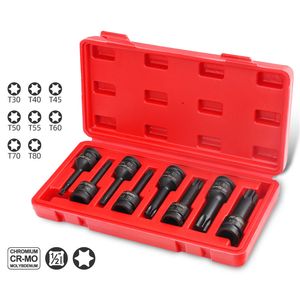 Impact Allen Key Box Set 1/2 H12 H17 Hex T80 Torx schroevendraaier Bit Socket Lange sleutelkop voor Ratchet Auto Repairing Tool