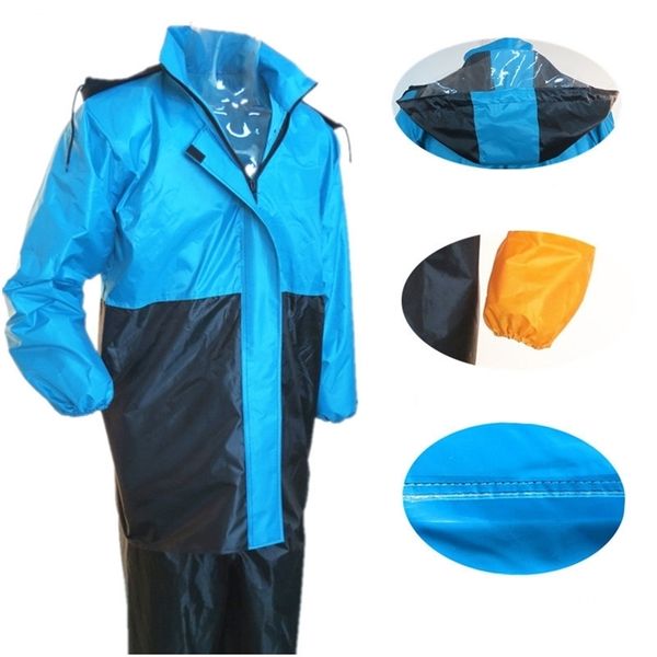 Impermiable Rainsuit Adulte Hooded Moto Rainwear pour Hommes Femmes Coupe-Vent En Plastique Manteaux De Pluie Voyage Escalade Split Raincoat 201016