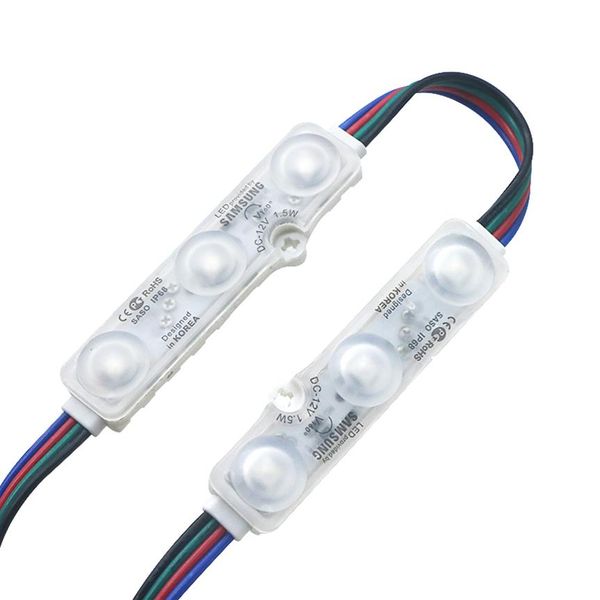 Puce d'importation RGB SMD 5050 3 LED, lentille d'injection ultrasonique, Module LED 12V, étanche IP68, corde Fita Tape281j