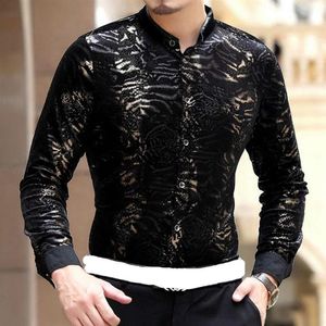 Geïmporteerde Kleding Heren Fluwelen Shirts Cheval Chemise Homme Marque Luxe Camisa Sociale Masculina Slik Shirts Slim2563