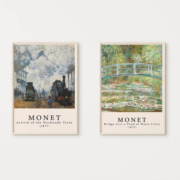 Artista de impresionismo Claude Monet Poster Water Lilies Pinturas de lienzo Imagen de arte de pared para sala de estar Decoración del hogar