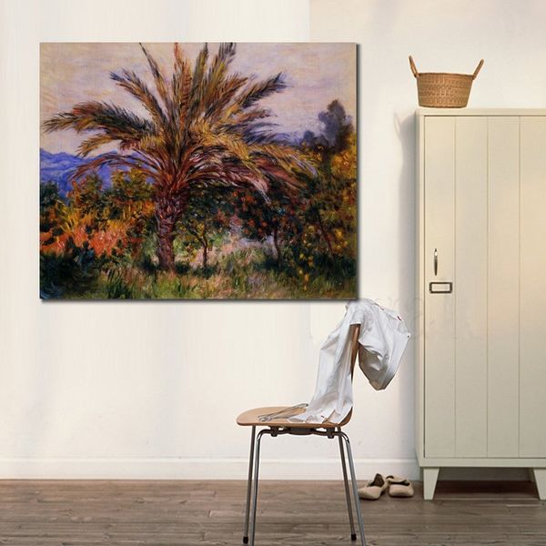 Arte de lienzo impresionista una palmera en Bordighera Claude Monet pintura al óleo paisaje hecho a mano decoración de dormitorio moderno