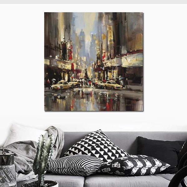 Toile impressionniste Art ville Impression Brent Heighton peinture peinte à la main oeuvre figurative pour Club Bar décoration murale