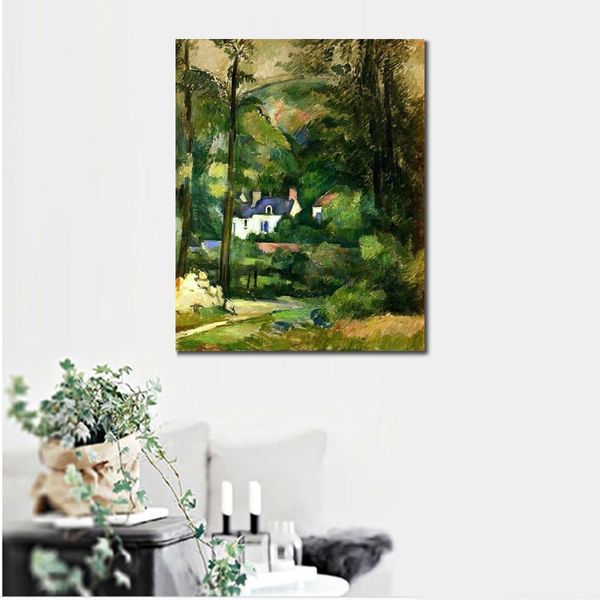 Impressionniste Toile Art France Maisons dans La Verdure Paul Cezanne Peinture À L'huile À La Main Paysage Moderne Chambre Décor