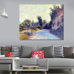 Lienzo impresionista arte camino cerca de Giverny 02 hecho a mano Claude Monet pintura paisaje obra de arte decoración moderna para sala de estar