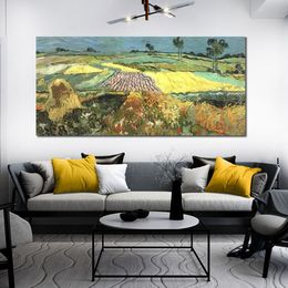 Impressionniste toile Art champs de blé près d'Auvers Vincent Van Gogh peinture à l'huile paysage fait à la main moderne chambre décor