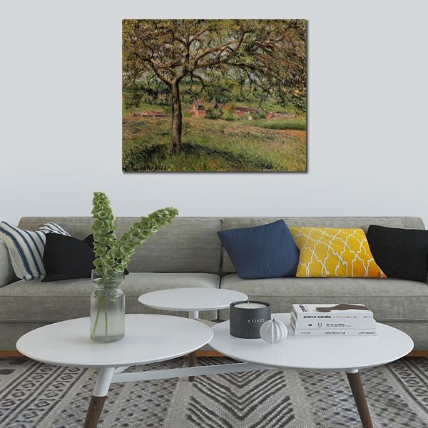 Arte de lienzo de paisaje impresionista Apple Tree en Eragny Camille Pissarro Pintura Obra de arte hecha a mano para el vestíbulo del hotel