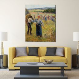 Impressionistisch landschap canvas kunst hooien bij Eragny Camille Pissarro schilderde handgemaakte kunstwerken voor de hotellobby