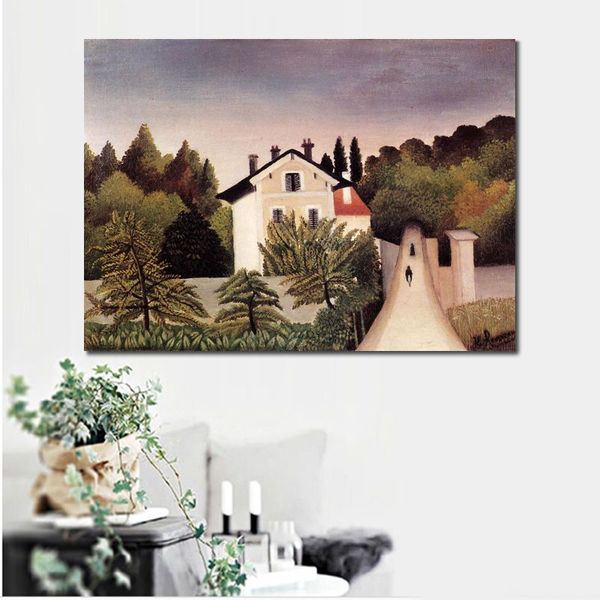 Paysage impressionniste toile maison d'art à la périphérie de Paris Henri Rousseau peinture à l'huile à la main oeuvre chambre moderne