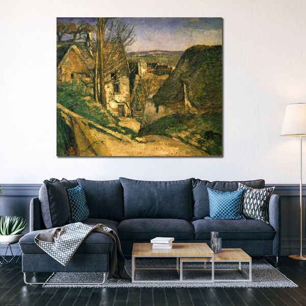 Impressionniste Paysage Toile Art La Maison De L'homme Pendu Paul Cézanne À La Main Peinture À L'huile Oeuvre Moderne Chambre