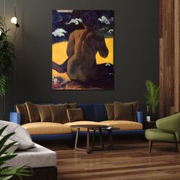 Impressionistische Landschafts-Leinwandkunst, Frau am Meer, Paul Gauguin, Gemälde, handgefertigtes Kunstwerk für die Hotellobby