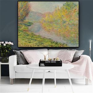Peinture d'huile de paysage impressionniste Claude Monet Jeufosse en automne sur toile Affiches et imprimés Image murale pour le salon