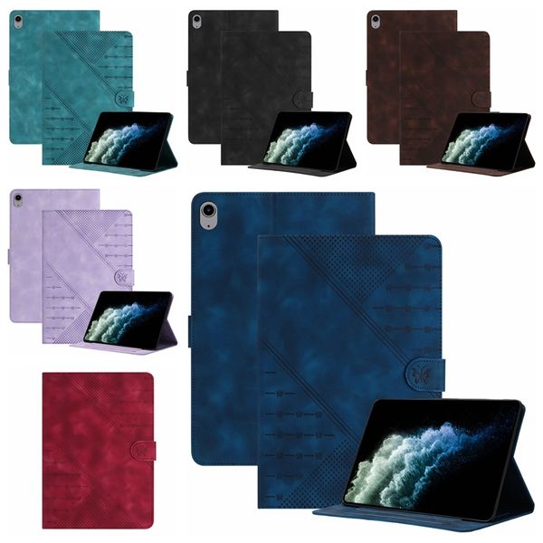 Étuis papillon à empreinte pour iPad 10.9 Pro 11 10.2 10.5 10.5 pouces 5 6 7 8 9 Air air2 2 9.7 pouces, ligne PU, portefeuille vertical en cuir, tablette, mode crédit, fente pour carte d'identité, pochette en PU