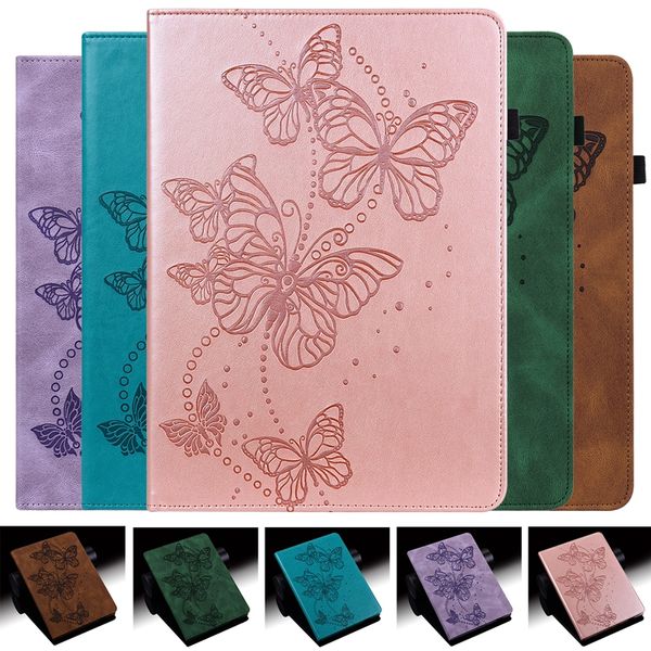 Funda para tableta de cuero con estampado de mariposa para Samsung Galaxy Tab A9 S8 S9 A9 Plus, billetera para niñas con estampado Retro a la moda, bolsillo con marco, ranura para tarjeta de identificación de crédito, funda con tapa