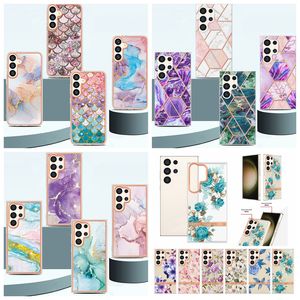 32Designs Marble Soft IMD TPU Chromed Cases voor Samsung S24 Ultra S24 Plus Fashion Flower Ocean Bling Scale Patating Graniet Stone Mobiele telefoon Cover