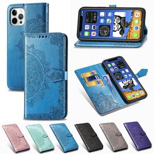 Imprint Flower Wallet PU Lederen kisten voor iPhone 14 Plus 13 12 11 Pro XS Max XR 8 7 6 Samsung S22 Ultra S21 Plus Lace Holder Flip Cover Girls Lady Mode ID Card Slot Pouch