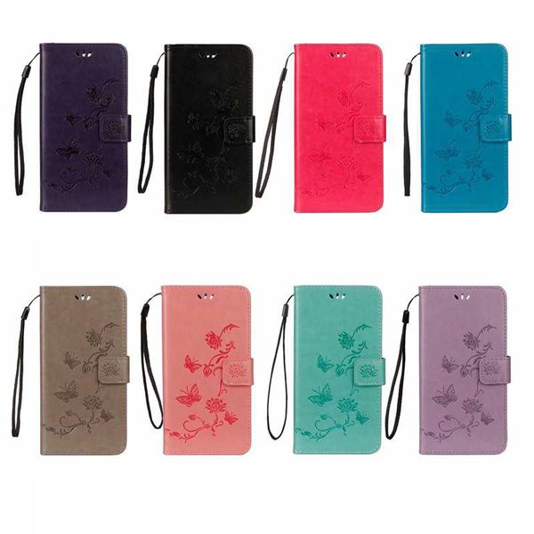 Estuches con estampado de billetera para Iphone 15 14 Pro Max 13 Mini 12 11 XR XS X 8 7 6 Funda con tapa de mariposa de cuero con flores Árbol de la suerte Búho lindo Estampado de lujo Rosa Niñas Titular de la bolsa Correa