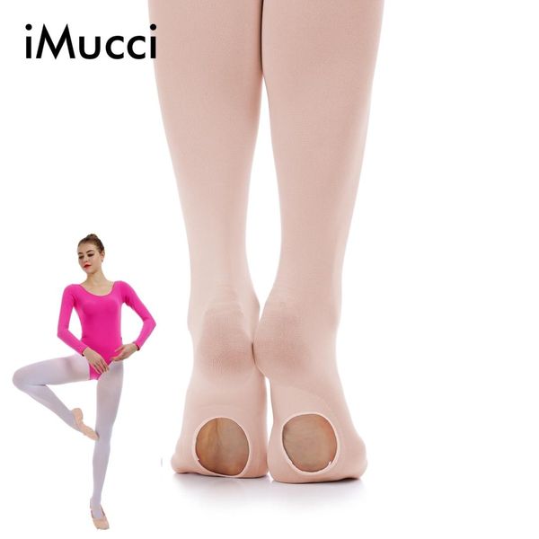 IMucci-medias convertibles de ballet para mujer, mallas de terciopelo rosa para niña, pantimedias para adultos, calcetines de baile, mallas blancas para gimnasia, Collant226n