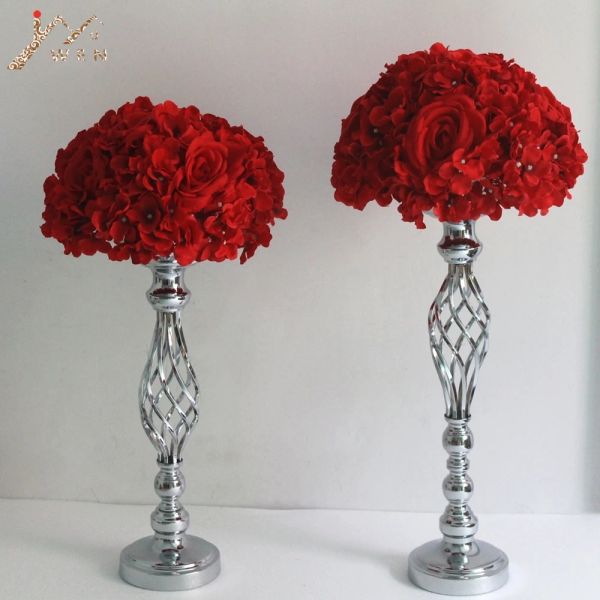IMUWEN Gold / Silver Flowers Vases Colgdlers Road Road Table Centor Centroce Metal Stand Stand Candlestick for Wedding Party Decor