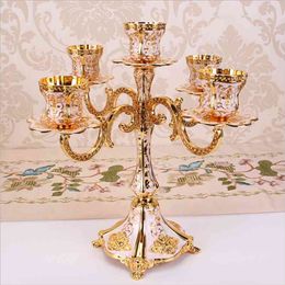 IMuwen Metal Candle Houders Design Candlestick Luxe Tafelblad Stand Bruiloft Centerpieces Candelabra voor Home Decor Candelabrum 210722