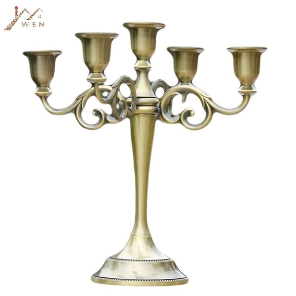 IMUWEN plata/oro/bronce/negro 3 brazos Metal Pilar portavelas candelabro decoración de boda soporte decoración del hogar candelabros 210722