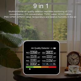 En 1 moniteur de qualité de l'air CO2 mètre détecteur de dioxyde de carbone capteur CO tcov HCHO PM2.5 PM1.0 PM10 température humidité