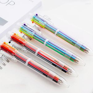 In 1 kleuren Ballpoint Pen Kawaii Multifunctioneel zwart/rood/groen/geel/paars/oranje inktpennen voor schoolaccessoires