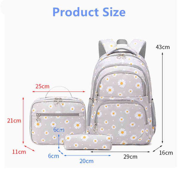 En 1, lindas mochilas escolares para niñas, mochila escolar de primaria para niños, mochila para libros para niños, mochila escolar de princesa con estuche para el almuerzo